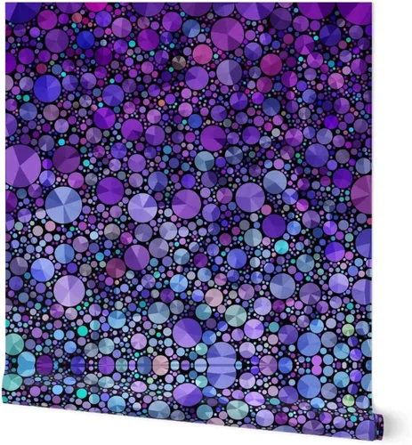 Papel tapiz para despegar y pegar, formas de círculos morados, negro, geométrico, abstracto, amor, papel tapiz extraíble personalizado por