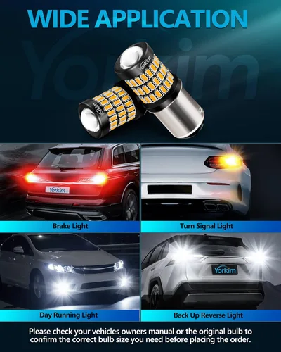 Miniatura 7 de Yorkim Bombillas LED superbrillantes 1157 ámbar, 9-30 V 1157 2057 2357 7528 BAY15D bombilla LED con proyector, repuesto para luz intermitente, luz