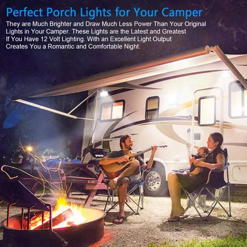 Miniatura 2 de BlueFire Luz LED superbrillante para porche de caravana, luces exteriores para porche, luz de repuesto de 12 V con interruptor de encendido/apagado