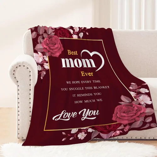 Miniatura 5 de Manta de regalo para el día de la madre, de hija, hijo, cumpleaños, San Valentín, para mamá, abuela, mujeres, Love You Best Mom Ever, suave, sofá