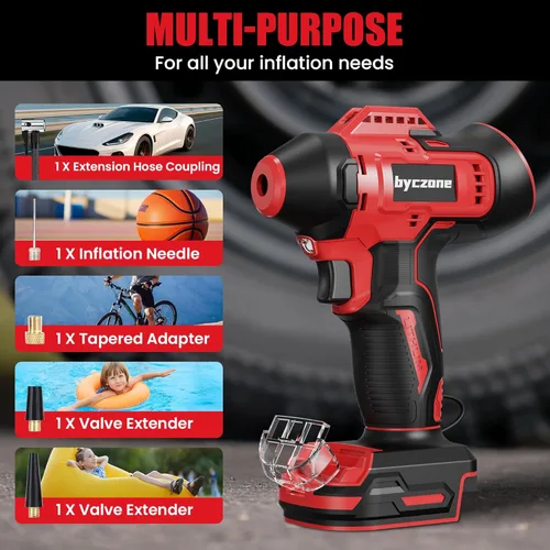 Miniatura 6 de Inflador de neumáticos compatible con batería MILWAUKEE de 18 V máximo, compresor de aire inalámbrico de 160 PSI con medidor de presión digital LCD