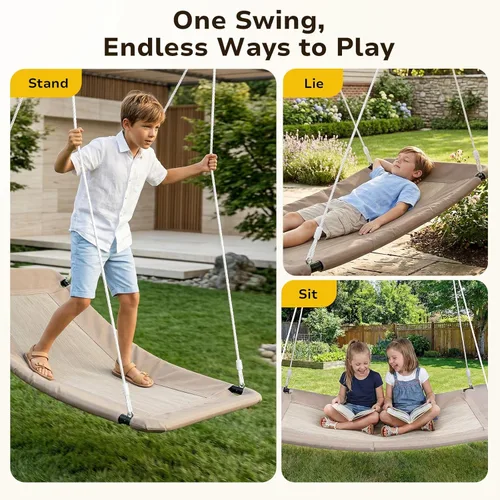 Miniatura 2 de Trekassy Columpio de árbol de plataforma Skycurve de 700 libras y 60 pulgadas para niños y adultos, tela de textileno resistente al desgaste con 2