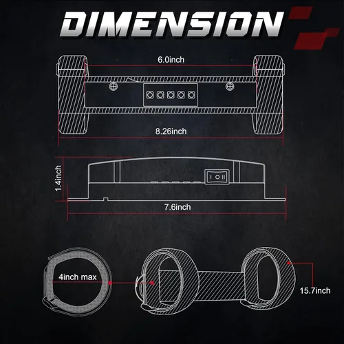 Miniatura 7 de OFFROADTOWN UTV - Luz interior universal para montaje en barra enrollable, luz LED, luz cúpula, luz enrollable para uso general, luz envolvente