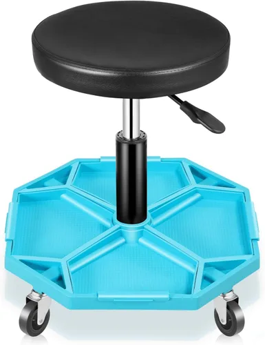 Taburete Auto Dynasty para Mecánico, Asiento Neumático Ajustable y Rodante para Taller de Garaje con Bandeja para Herramientas, Asiento Rodante de