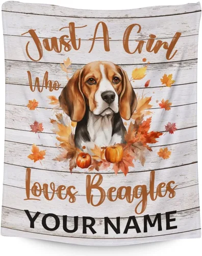 Miniatura 17 de Manta personalizada con nombre Beagle, suave, mullida y cálida, manta de 50 x 60 pulgadas, para cama, sofá, blanco, bonito regalo para niñas y niños