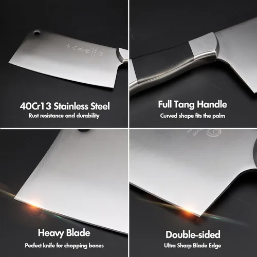 Miniatura 4 de SHI BA ZI ZUO Cuchillo de acero inoxidable resistente para cortar huesos caseros