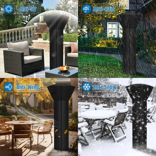 Miniatura 6 de SIRUITON funda impermeable para calentador de patio con cremallera, color negro, 24 meses de uso