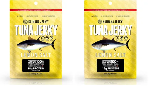 Miniatura 10 de Kaimana Cecina de atún Ahi silvestre capturada en la naturaleza, sal de limón, rica en omega-3 y alta en proteínas, cecina de pescado totalmente