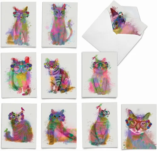 Miniatura 9 de The Best Card Company Surtido divertido juego de tarjetas de felicitación en blanco de acuarela de vida silvestre, incluye 10 diseños únicos