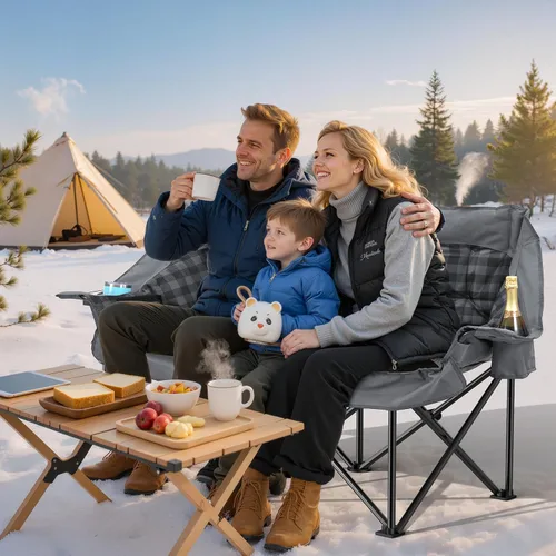 Miniatura 8 de Sillas de Camping Dobles Acolchadas Tipo Loveseat para 2 Personas - Sofá de Camping de Servicio Pesado de Tamaño Grande para Adultos Exterior, Gris