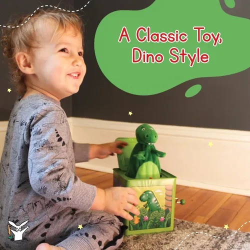 Miniatura 6 de Jack Rabbit Creations Dinosaurio Jack in the Box, lata musical, pop-up de felpa, reproduce Twinkle Twinkle Little Star, causa y efecto, regalo