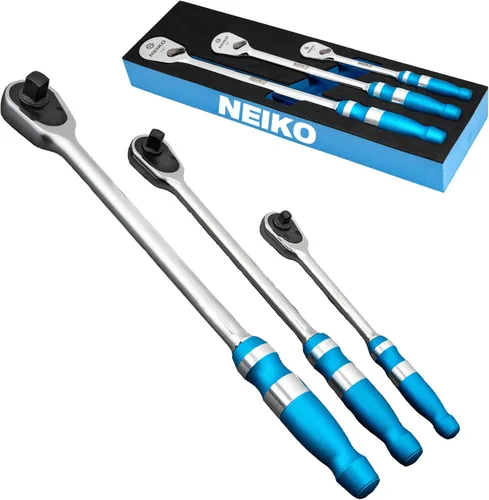Miniatura 10 de NEIKO 03115A Llave de trinquete de 1/4 pulgada, trinquete reversible de 100 dientes, 3.6 grados, trinquete de liberación rápida de 1/4 de pulgada
