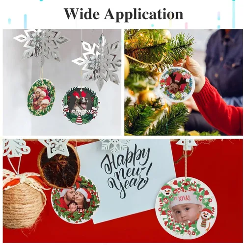 Miniatura 5 de Adornos de Navidad personalizados 2024, adornos de Navidad con imagen personalizada, decoración de Navidad, regalo de fotos, decoración redonda