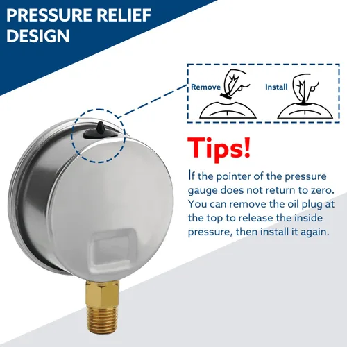 Miniatura 5 de SENCTRL 0-200 Psi Presión de Líquido Llenó de Glicerina, Medidor de Presión con Esfera de 2.5 Pulgadas, Montaje Inferior de 1/4 Pulgada NPT, Caja