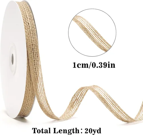 Miniatura 2 de joycraft Cinta de arpillera - 3/8 pulgadas x 20 yardas de yute natural cinta para manualidades Cinta de tela de malla rústica para manualidades