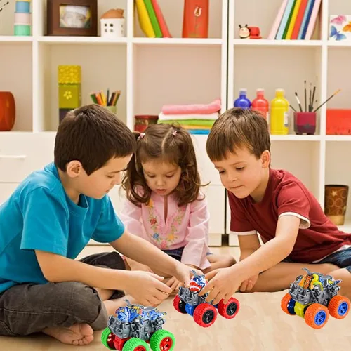 Miniatura 5 de Juguetes de Monster Truck - Juego de 4 camiones de juguete con motor de fricción, motocicletas de juguete, coches de empuje y marcha, juego de Tipo_c