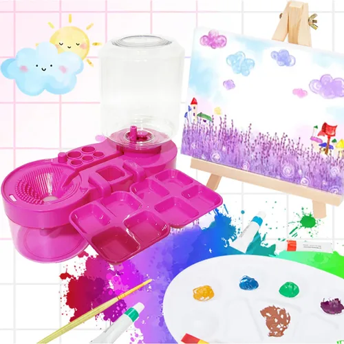 Miniatura 2 de 2025 Nuevo Limpiador de Pinceles de Pintura con Bandeja de Pintura, Enjuagador de Pinceles con Circulación de Agua y Soporte para Pinceles
