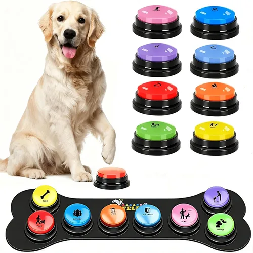 Botones para perros para comunicación, paquete de 8 botones para hablar de perros, botón de grabación de voz de 30 segundos, timbre de entrenamiento