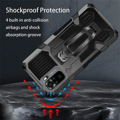 Miniatura 2 de Funda para Xiaomi Redmi Note 10 4G/Redmi Note 10S con [Paquete de 2] Protector de pantalla de vidrio templado, funda híbrida resistente de doble
