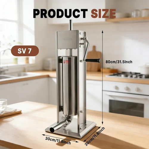 Miniatura 3 de Hakka Embutidor de Salchichas 15 Lb/7 L de 2 Velocidades, Acero Inoxidable, Vertical
