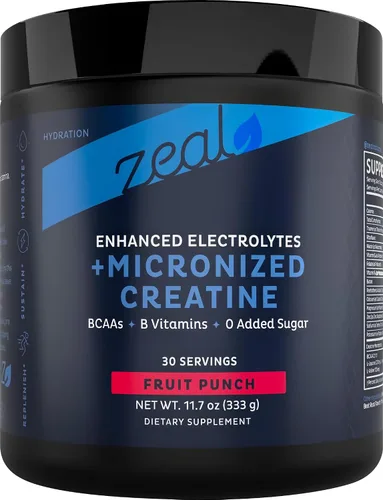 Zeal Naturals Creatina con electrolitos y salud cerebral nootrópicos - 30 porciones | Apoyo de las mujeres para energía, fuerza, concentración e