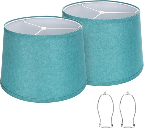 Juego de 2 pantallas de lámpara azules para lámparas de mesa, lámparas de pie, 11.6 pulgadas superior x 12.6 pulgadas inferior x 9.8 pulgadas de