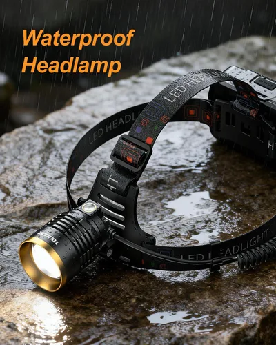 Miniatura 9 de Linterna frontal LED recargable, 1000 lúmenes, súper brillante, con sensor de movimiento y luz doble, luz frontal impermeable con zoom de 90°