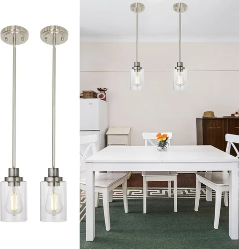 Miniatura 14 de MELUCEE Lámpara colgante de vidrio de 1 luz, estilo Edison industrial, acabado de bronce aceitado, iluminación de isla de cocina, lámpara colgante