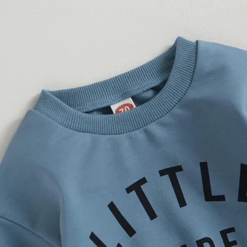 Miniatura 17 de Conjunto de 2 piezas de sudadera con estampado de letras y cuello redondo para bebé niño