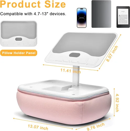 Miniatura 7 de Lap Beanbag - Soporte de almohada para Kindle con almohadilla de silicona, soporte de iPad ajustable en ángulo para cama, almohada de tableta