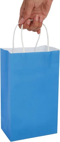 Miniatura 5 de BLUE PANDA Bolsas de regalo – 9 x 5 x 3 pulgadas, paquete de 25, color azul, bolsas de recuerdo de fiesta con asas para dulces y golosinas