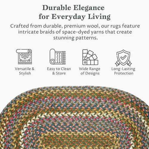 Miniatura 4 de Rhody Rug Country Jewel CJ35 - Alfombra trenzada ovalada de bronce de 2 x 3 pies, decoración del hogar, alfombra de piso o alfombra de dormitorio