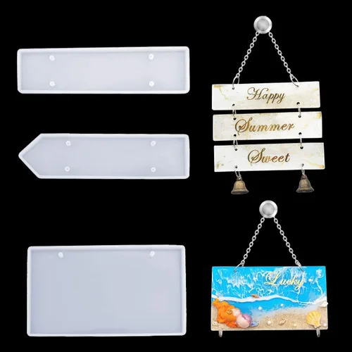 Miniatura 8 de iSuperb 2 moldes de resina de silicona ovalados/redondos, placa de resina epoxi para colgar en la puerta, número de casa para tienda, hogar, oficina