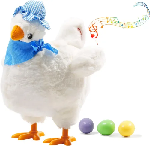 Miniatura 8 de SOMOYA Pollo Poner Huevo Juguetes Animal Juguete Eléctrico Peluche Loco Juguete Bailando con Sonido Música Juguetes de Pascua Amarillo