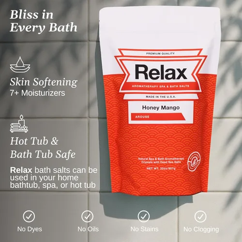 Miniatura 3 de Relax Spa & Bath Sales de baño de aromaterapia para bañera de hidromasaje, baño o spa, bolsa de 2 libras con infusión de magnesio, sal de baño