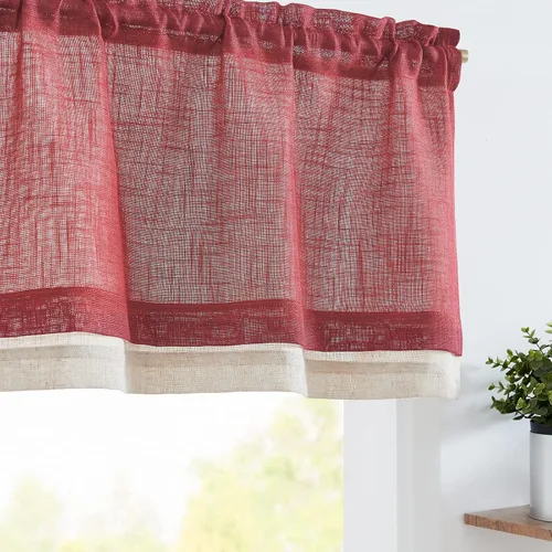 Miniatura 12 de jinchan Cortinas de cenefa para ventanas de 16 pulgadas, coloridos mini pompones, cenefa de cocina de granja, cenefa de gasa semitransparente