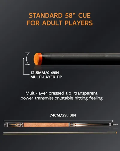 Miniatura 3 de KONLLEN Carbon Fiber Pool Cue Stick 58-inch Professional Pool Sticks for Adults Full Carbon Technology Low Deflection Pool Cue Billiard Cues with