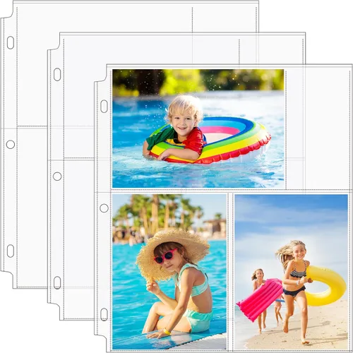 MaxGear Paquete de 30 fundas de fotos de 4 x 6 para carpeta de 3 anillos (180 imágenes), protectores de páginas de archivo de alta resistencia,