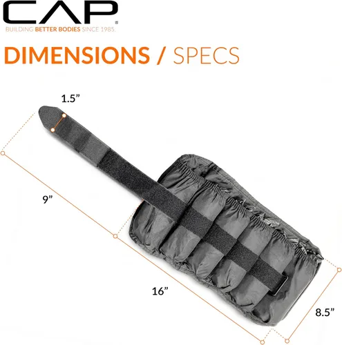 Miniatura 4 de CAP Barbell Pesas ajustables para tobillo Par de 10-20 libras Negro
