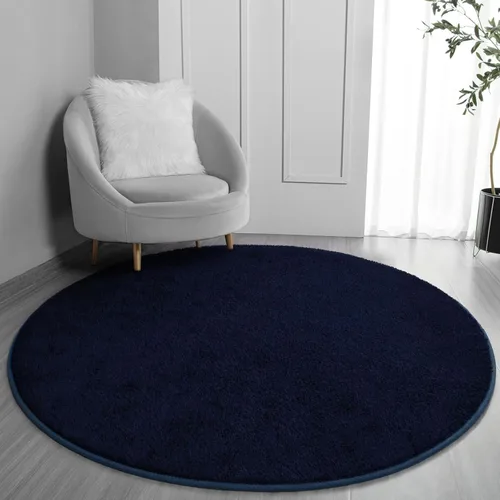 Miniatura 20 de FlyDOIT Alfombras redondas para dormitorio, sala de estar, 4 x 4, color azul marino, súper suaves, cómodas, gruesas de espuma viscoelástica