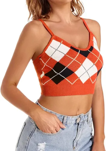 Miniatura 7 de Camiseta corta para mujer, bonita camiseta sin mangas con cuello halter, acanalado, sexy, corsé para adolescentes y niñas
