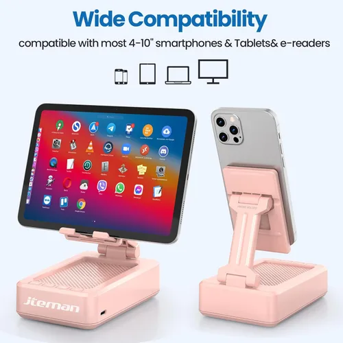 Miniatura 4 de JTEMAN Soporte para teléfono celular con altavoz Bluetooth, regalos de cumpleaños para mujeres y hombres, accesorios de cocina para hombres, Rosa