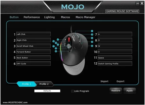 Miniatura 5 de MOJO Pro Performance Ratón Silencioso para Juegos - Ratón con Cable con 9 Botones Programables Incluyendo Tecla de Francotirador, 12000 DPI, 1000