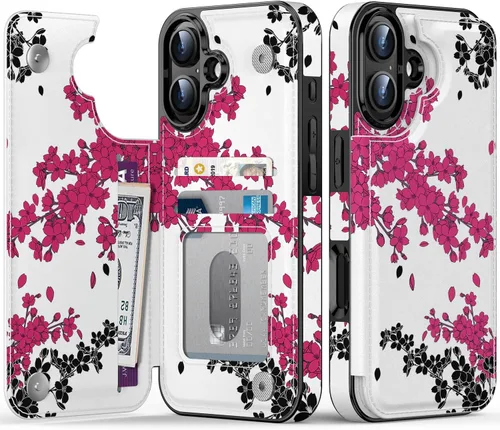 Miniatura 129 de FUNMIKO Funda tipo cartera para iPhone 13 con tarjetero, bloqueo RFID, protección de grado militar y obras de arte impresas con rayos UV, cierre
