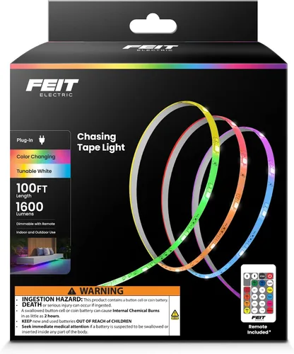 Miniatura 8 de Feit Electric Tira de luz LED para interiores de 5 pies, regulable, 0.1 pulgadas de ancho, persecución multicolor, alimentada por USB, patrones