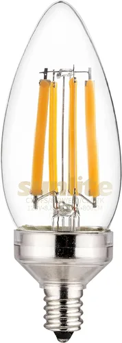 Miniatura 8 de Sunlite 81336 Bombilla LED Edison B11 con punta de torpedo, 7.5 vatios (equivalente a 60 W) 810 lúmenes, base de candelabro E12, regulable