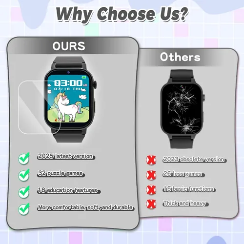 Miniatura 6 de Reloj Inteligente para Niños Varones, Reloj Inteligente de Juegos para Niños con 32 Juegos Pantalla Táctil HD Cámara de Video Reproductor de Música