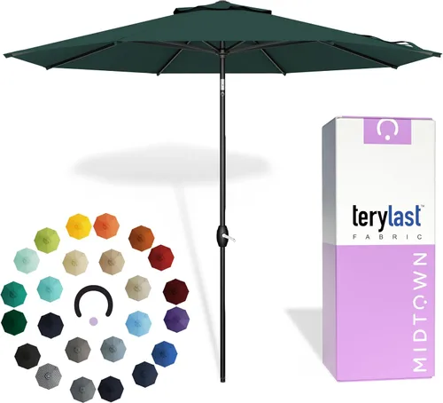 Miniatura 23 de Midtown Umbrellas 10 años sin decoloración, 6 pies, tela de poliéster roja a prueba de rayos UV, sombrilla para patio al aire libre, marco