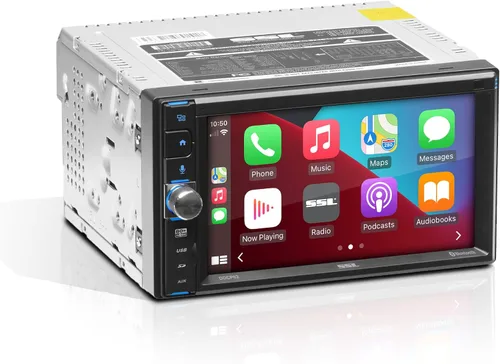 Sound Storm Laboratories DDCP62 Estéreo para automóvil - Apple CarPlay, doble Din, pantalla táctil capacitiva de 6.2 pulgadas, Bluetooth, sin