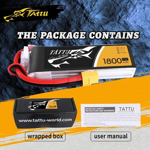 Miniatura 7 de Tattu LiPo Batería 1800mAh 75C 3S 11.1V con enchufe XT60 para helicóptero RC avión drones FPV